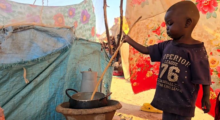 A Sudanese child at Dali camp, Tawila in Darfur. His family fled El Fasher, where ongoing famine was confirmed in October 2025.
